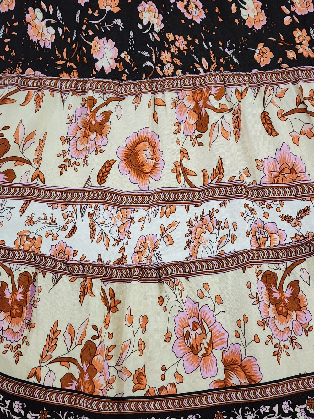 NATURAL LIFE Boho Maxi Dress Tiered Floral Print and Cream Border Size Large - Picture 6 of 6